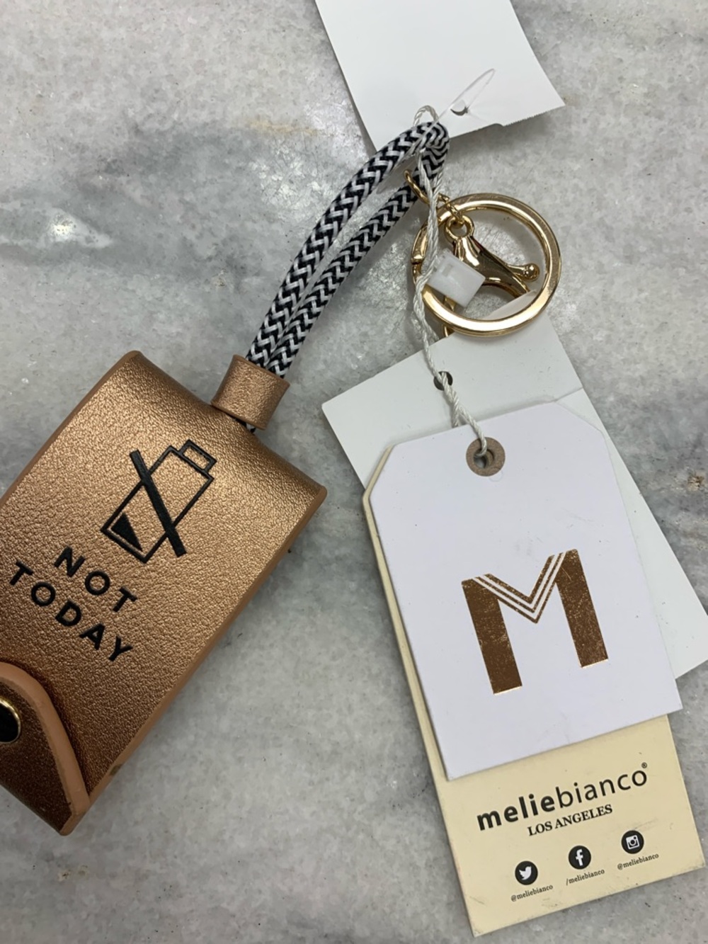 melie bianco 'Not Today' Metallic Rose Gold Keychain Pouch - Picture 5 of 5